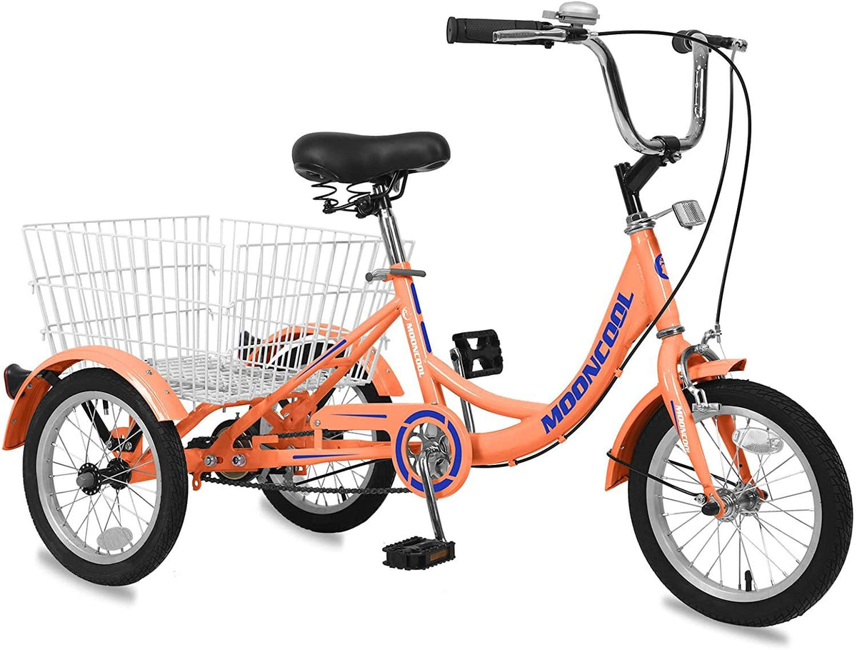 ABORON 16 inch Tricycle Trike Bike, 3 Wheel Bikes, Three-Wheeled Bicycles with Adjustable Height and Rear Basket for Beginner Riders Boys Girls