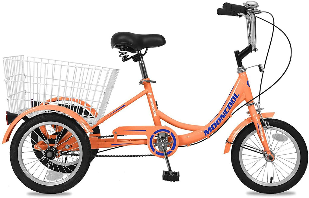 ABORON 16 inch Tricycle Trike Bike, 3 Wheel Bikes, Three-Wheeled Bicycles with Adjustable Height and Rear Basket for Beginner Riders Boys Girls