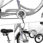 ABORON 16 inch Tricycle Trike Bike, 3 Wheel Bikes, Three-Wheeled Bicycles with Adjustable Height and Rear Basket for Beginner Riders Boys Girls