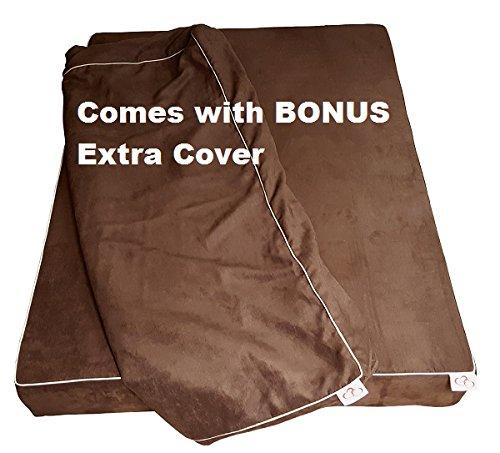 OnePet-TwoPet LarDog Bed Pillow Extra Big Pet Orthopedic Dual Layer Memory Foam | Therapeutic for Arthritis Dysplasia | Washable Cover 44x35x6