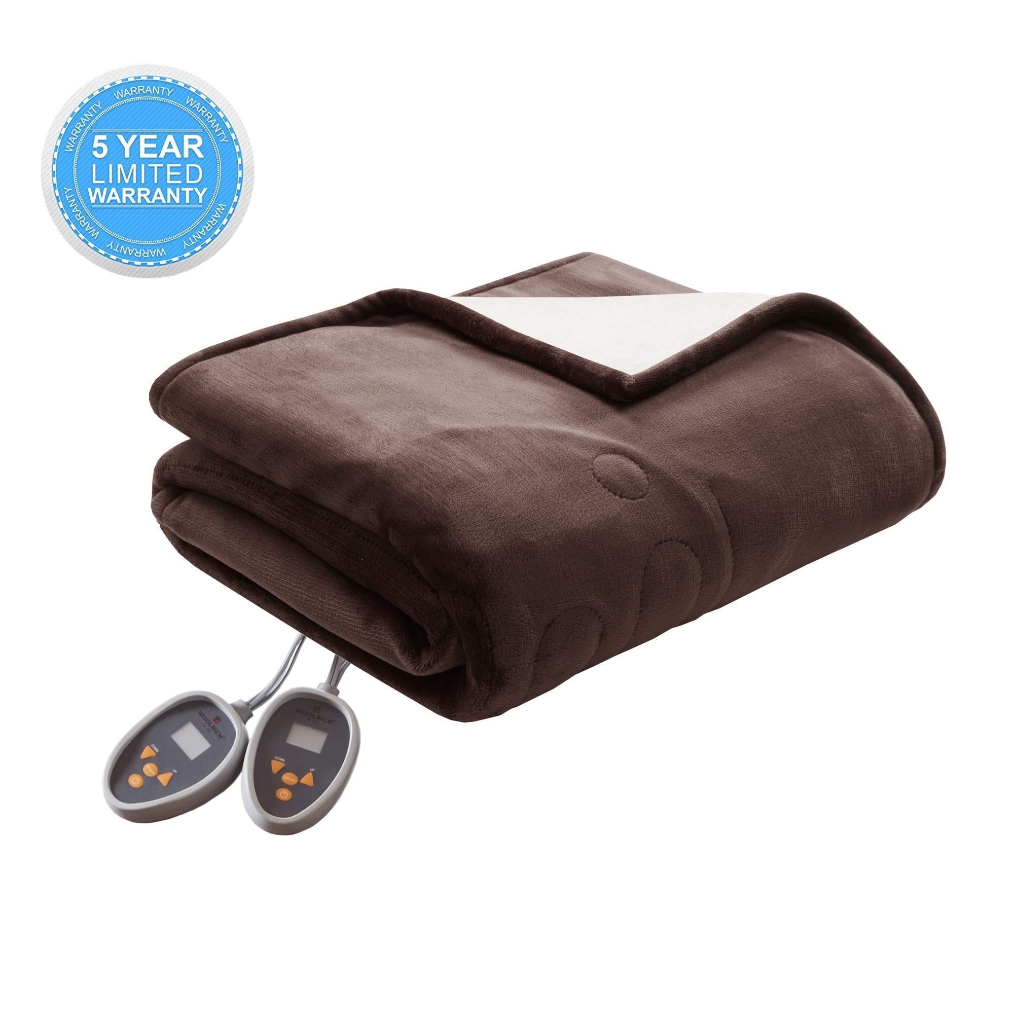 Gracie MIlls Ultra Soft Knitted Plush Reverse to Sherpa Auto Shut Off Electric Blanket with Two 20 Heat Level Setting Controllers, King: 100x90", Chocolate -WR54-1754