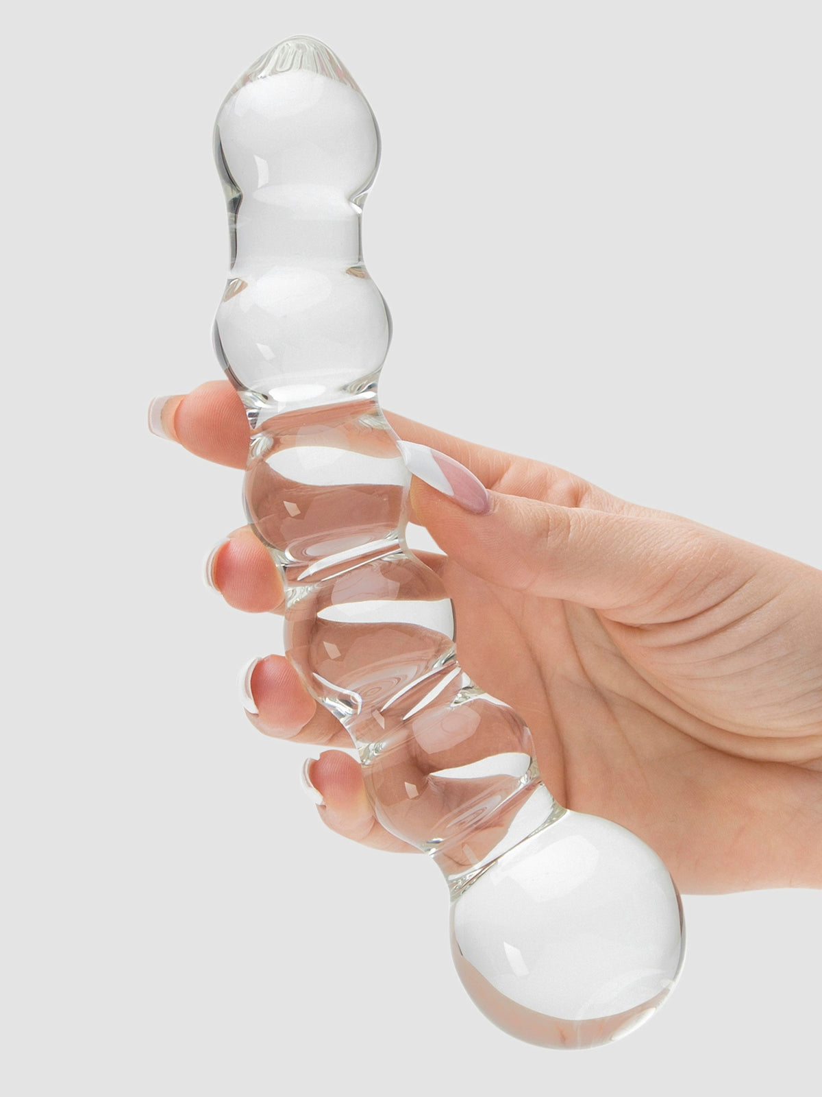 Lovehoney Beaded Sensual Glass Dildo 7 Inch, Clear | Clear