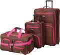 Vara Softside 3-Piece Upright Luggage Set, Pink Leopard, (20/22/28)