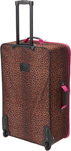 Vara Softside 3-Piece Upright Luggage Set, Pink Leopard, (20/22/28)