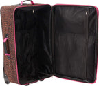 Vara Softside 3-Piece Upright Luggage Set, Pink Leopard, (20/22/28)