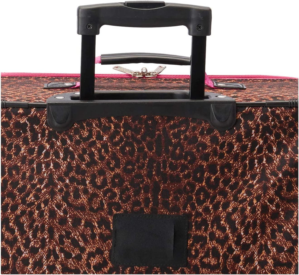 Vara Softside 3-Piece Upright Luggage Set, Pink Leopard, (20/22/28)