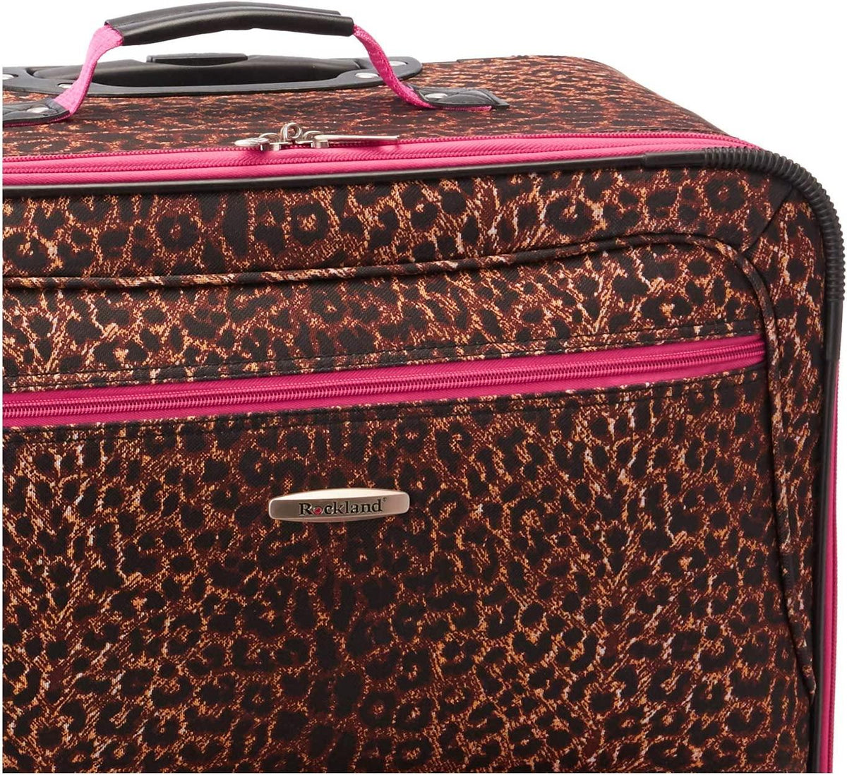 Vara Softside 3-Piece Upright Luggage Set, Pink Leopard, (20/22/28)