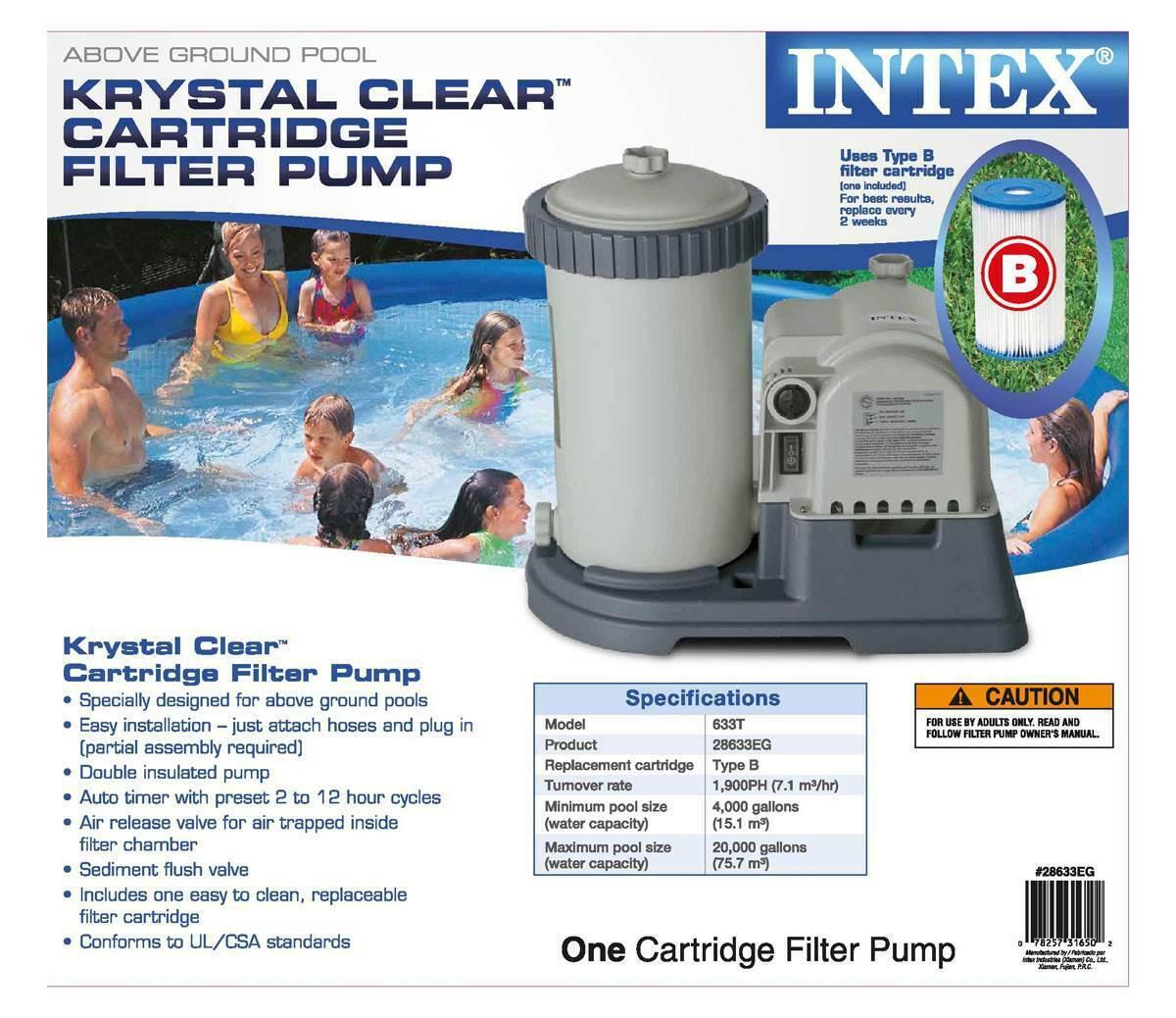 intex krystal clear 2500 gph pool filter cartridge pump and wall mounted skimmer