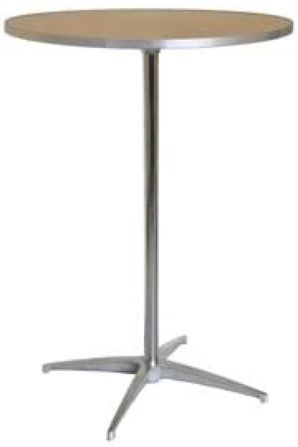 "30-Inch (2.5-Foot) Diameter Heavy Duty Round Cocktail or Bistro Solid Birch Wood Folding Table with 30-Inch or 42-Inch Height and Aluminum Edge for Bistros, Patios, Restaurants, Bars, and Weddings"