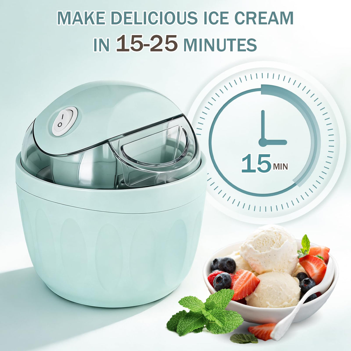 Mini ice Cream Maker, Single Serve Ice Cream Maker,One-Touch Dessert Maker, Single Serving of Gelato, Frozen Yogurt, Compact Electric Makers for Kitchen, Just 15 Minutes11
