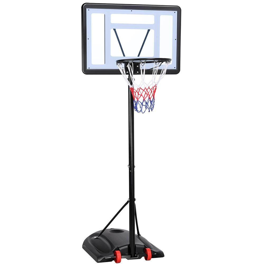 Easyfashion 7.2 to 9.2 Ft. Height-Adjustable Basketball Hoop, Black