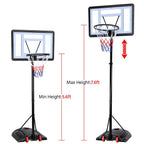Easyfashion 7.2 to 9.2 Ft. Height-Adjustable Basketball Hoop, Black