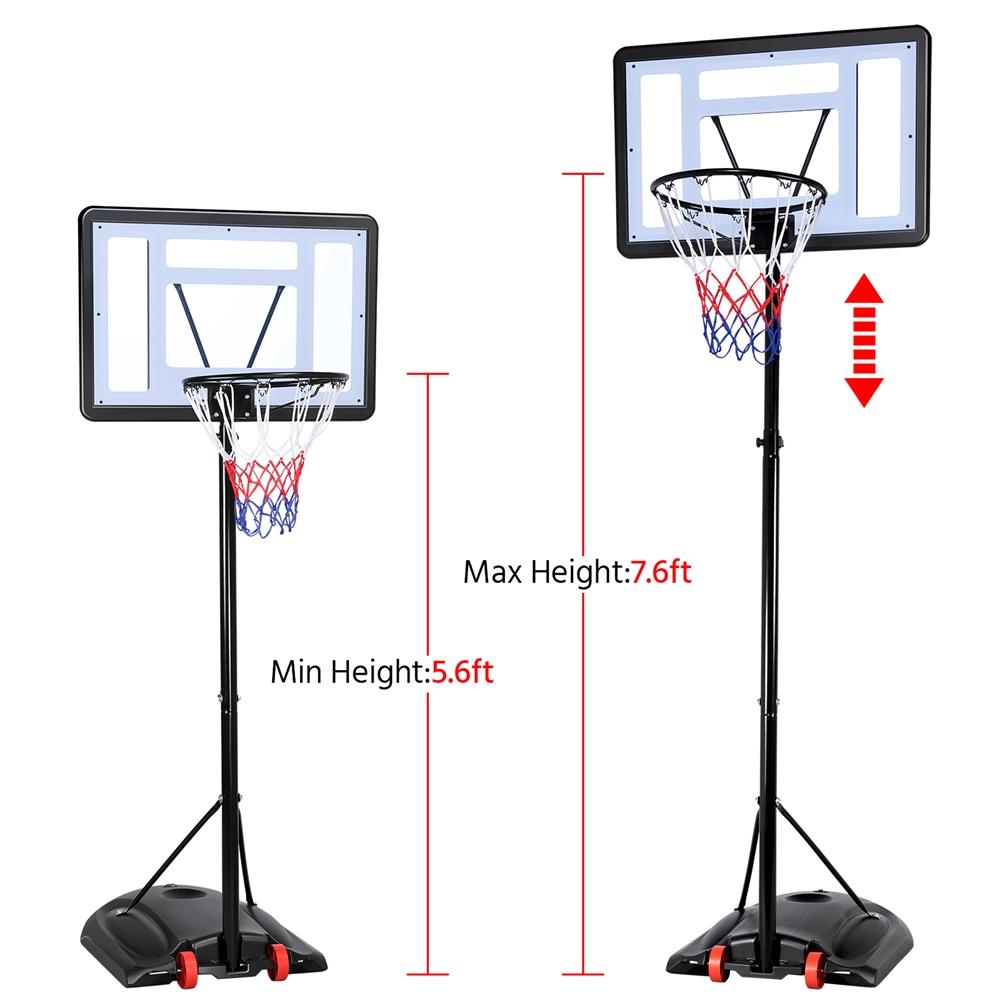 Easyfashion 7.2 to 9.2 Ft. Height-Adjustable Basketball Hoop, Black