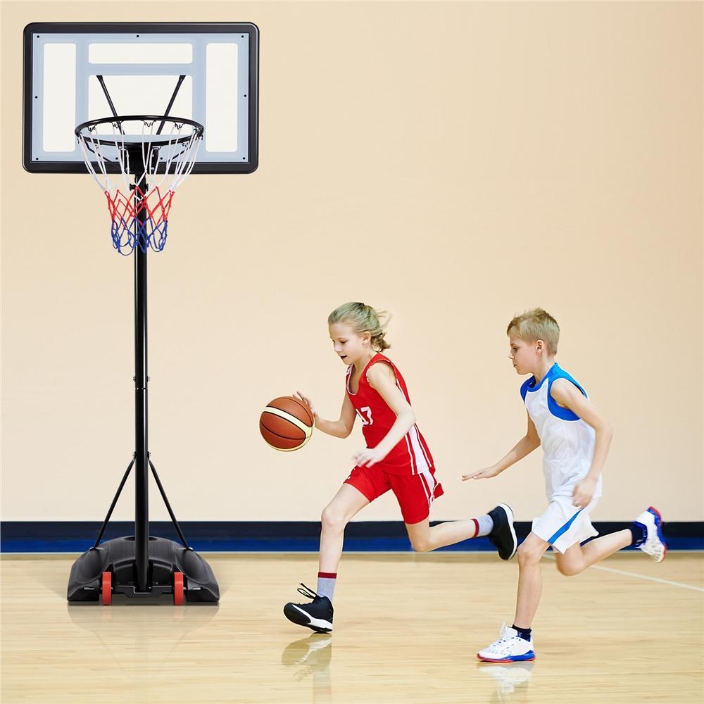 Easyfashion 7.2 to 9.2 Ft. Height-Adjustable Basketball Hoop, Black