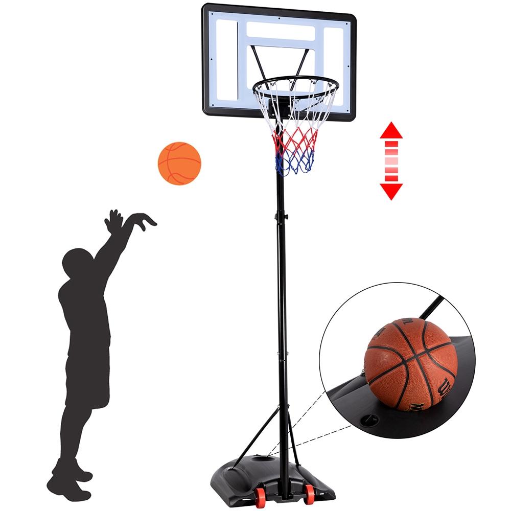 Easyfashion 7.2 to 9.2 Ft. Height-Adjustable Basketball Hoop, Black