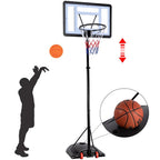 Easyfashion 7.2 to 9.2 Ft. Height-Adjustable Basketball Hoop, Black