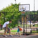 Easyfashion 7.2 to 9.2 Ft. Height-Adjustable Basketball Hoop, Black