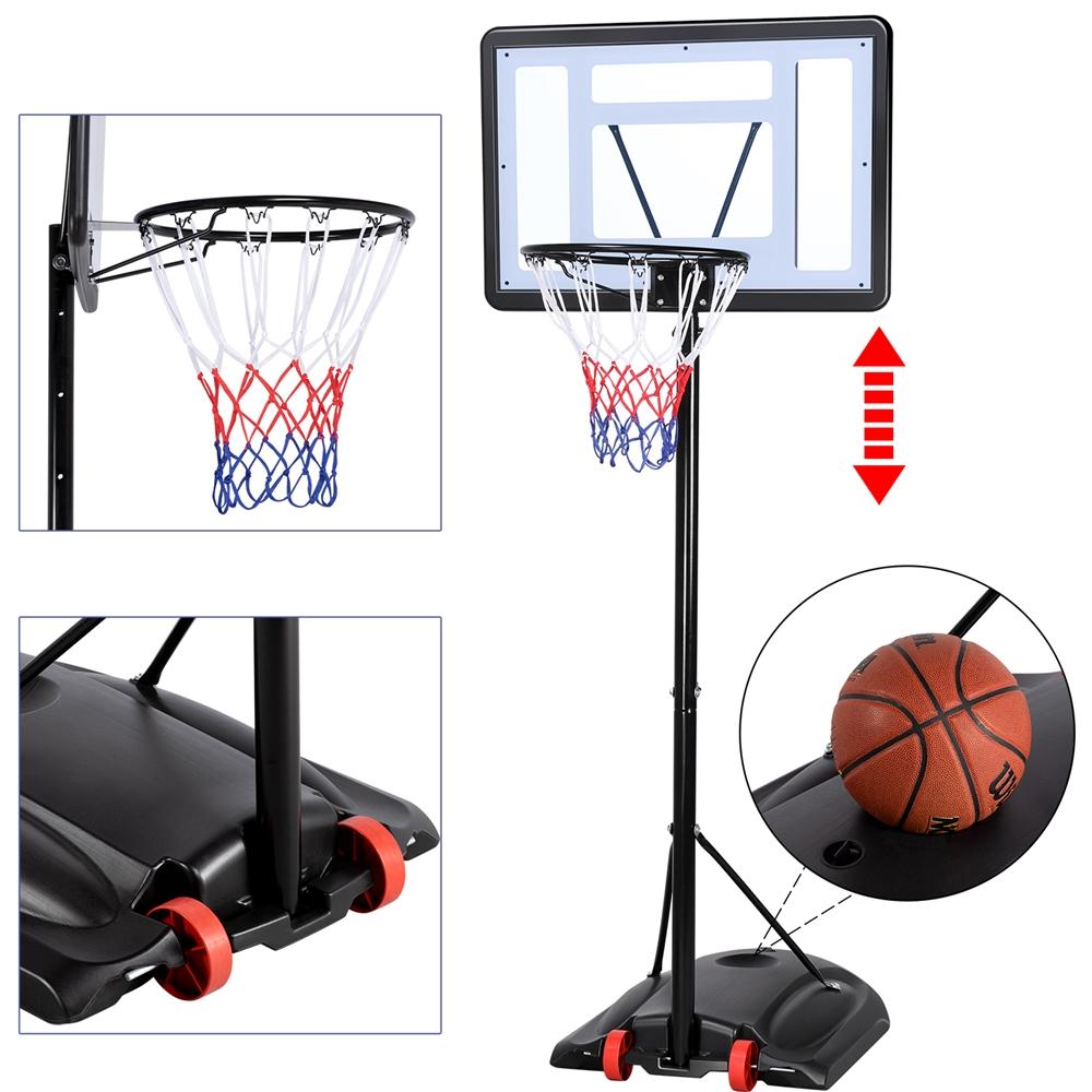 Easyfashion 7.2 to 9.2 Ft. Height-Adjustable Basketball Hoop, Black