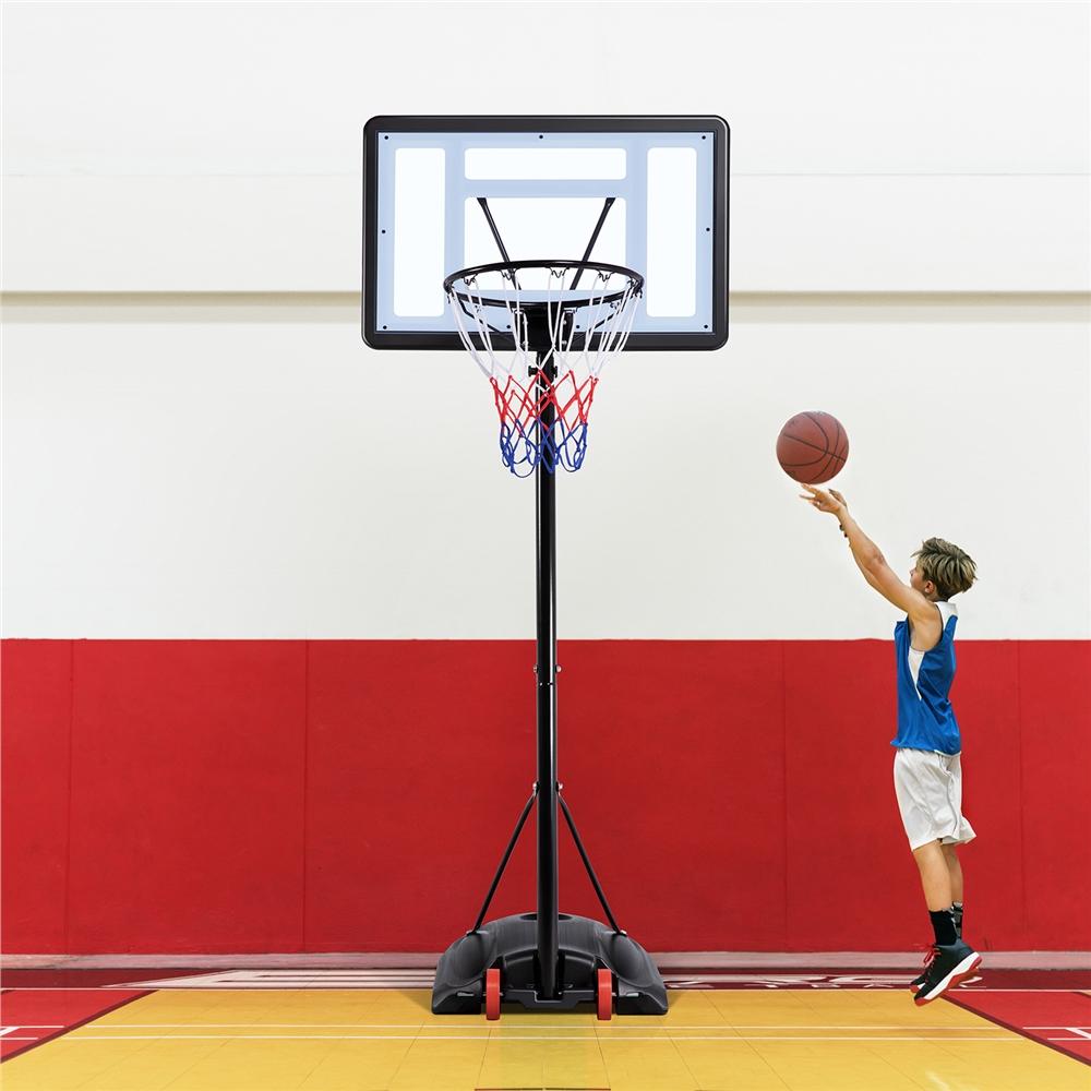 Easyfashion 7.2 to 9.2 Ft. Height-Adjustable Basketball Hoop, Black
