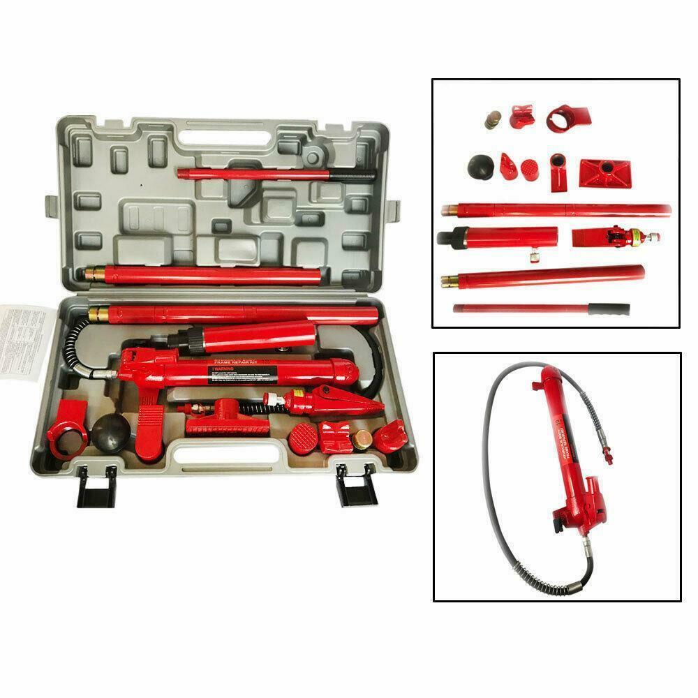 10 TON PORTA POWER HYDRAULIC JACK BODY FRAME REPAIR SET TOOLS RED