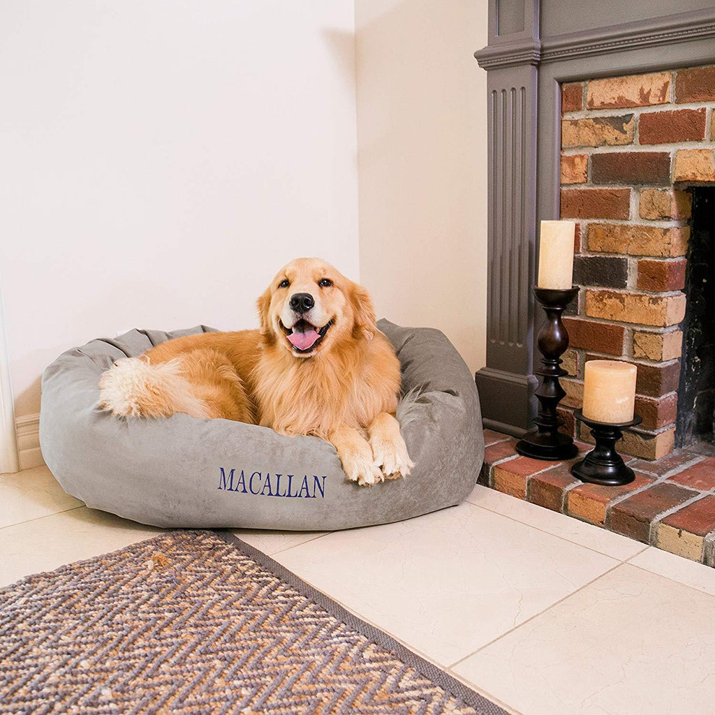 Personalized Majestic Pet Bagel Style Dog Bed - Machine Washable Mattress - Soft Comfortable Sping Mat - Durable Bedding Supportive Cushion Custom Embroidered Dog Bed - available replacement covers