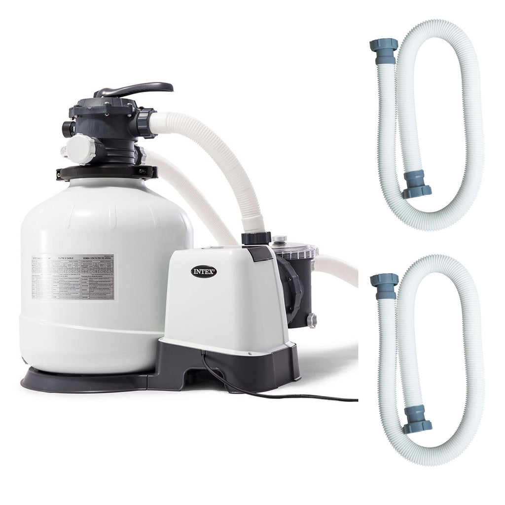 intex 3000 gph above ground pool sand filter pump w/ 1.5 inch pump hose (2 pack)