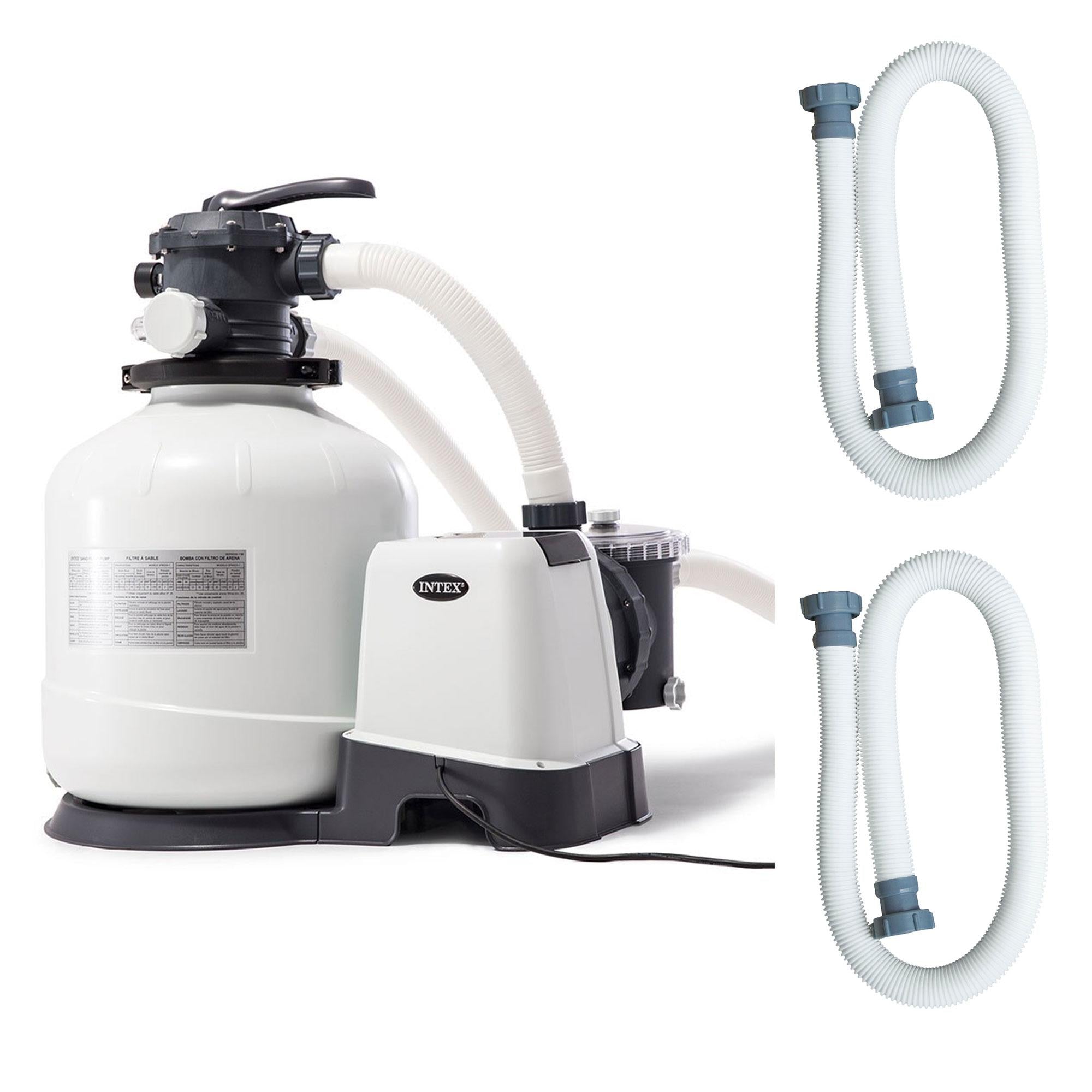 intex 3000 gph above ground pool sand filter pump w/ 1.5 inch pump hose (2 pack)