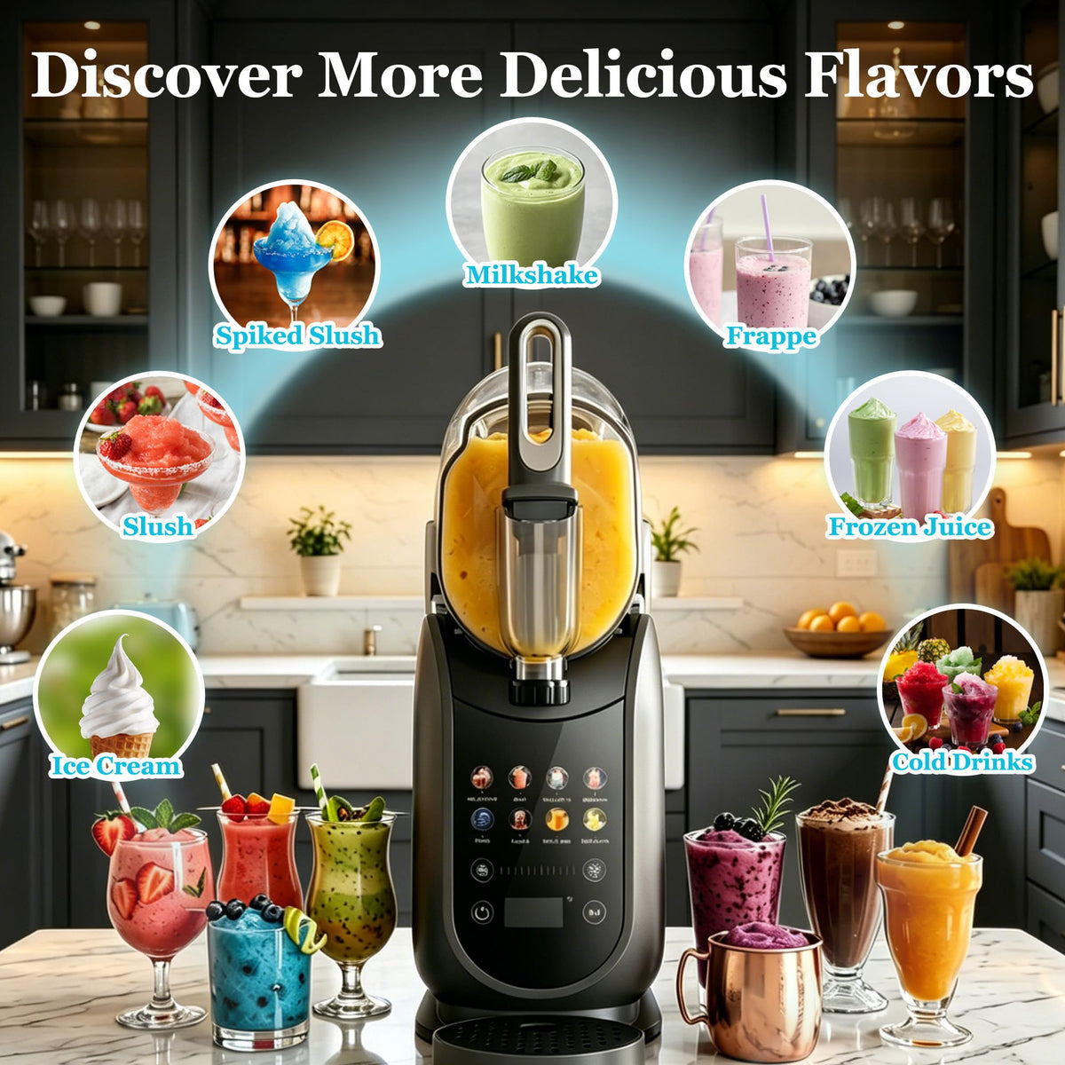 2-in-1 Slushie Machine & Soft Serve Ice Cream Maker | 2.6L/88oz Capacity, No Ice Needed, Self-Cleaning, Frozen Drink Machine for Ice Cream, Margaritas, Frappés, Milk Shake