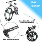 26" Folding Mountain Bike, Mens Bike, 21-Speed Road Bike, Double Disc Brake Full Suspension MTB Bike for Man Women Teen Student, Black