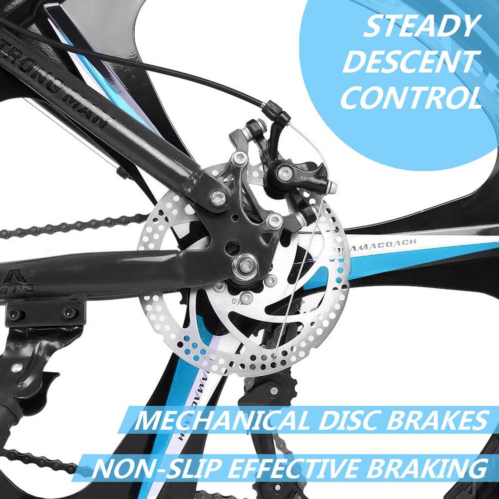 26" Folding Mountain Bike, Mens Bike, 21-Speed Road Bike, Double Disc Brake Full Suspension MTB Bike for Man Women Teen Student, Black