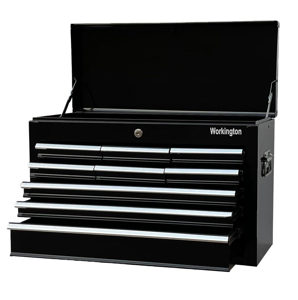 Portable Metal Tool Chest with 9 Drawers, 24" 9-Drawer Tool Chest Cabinet with Ball Bearing Drawer Slides, Steel Tool StoraBox Organizer 4006 Black