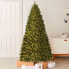 8 ft. Pre-Lit LED Full Artificial Christmas Tree with 879 LED Lights and Metal Stand, Classical Christmas Tree