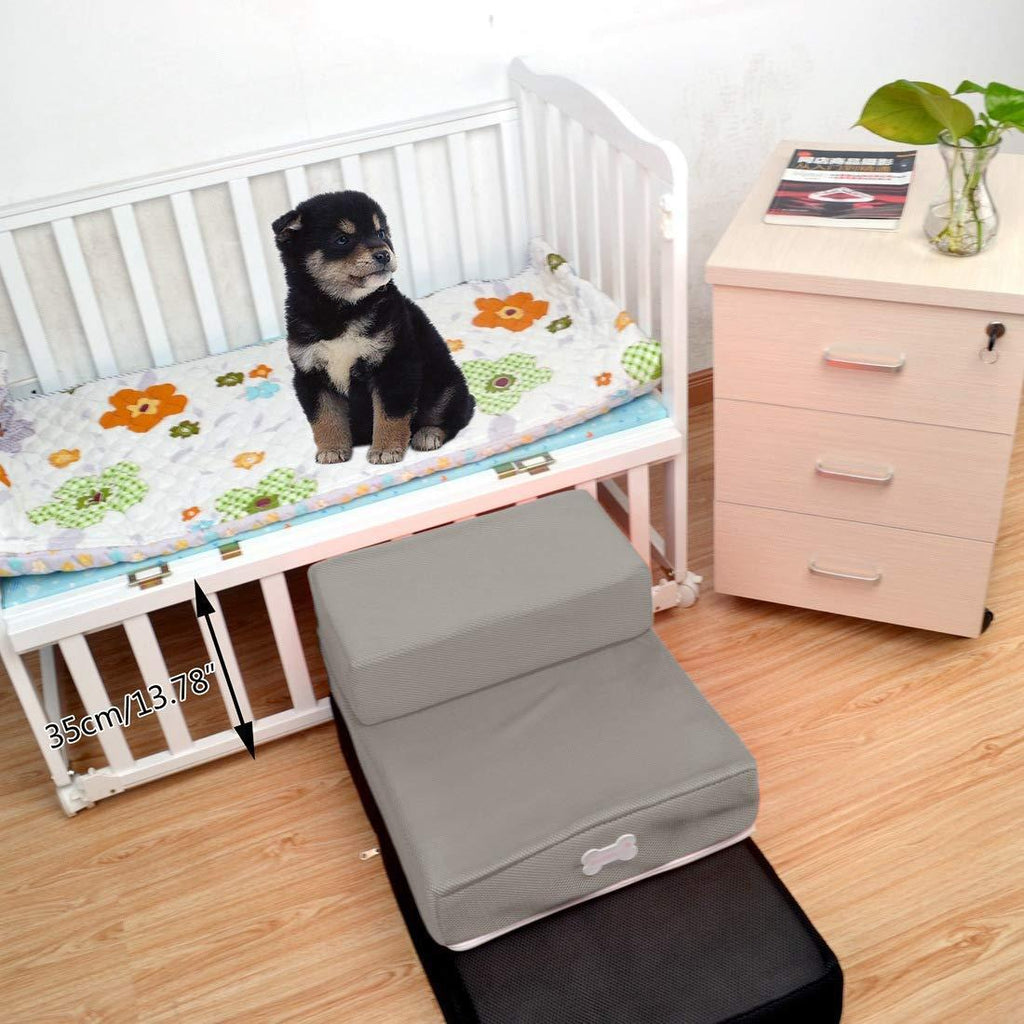 DHINGM Pet Step Ladder, Sponge, No Collapse, Removable, Moisture Absorption, Non-Stick, Multi-Purpose, Environmentally Friendly, Durable (Gray)