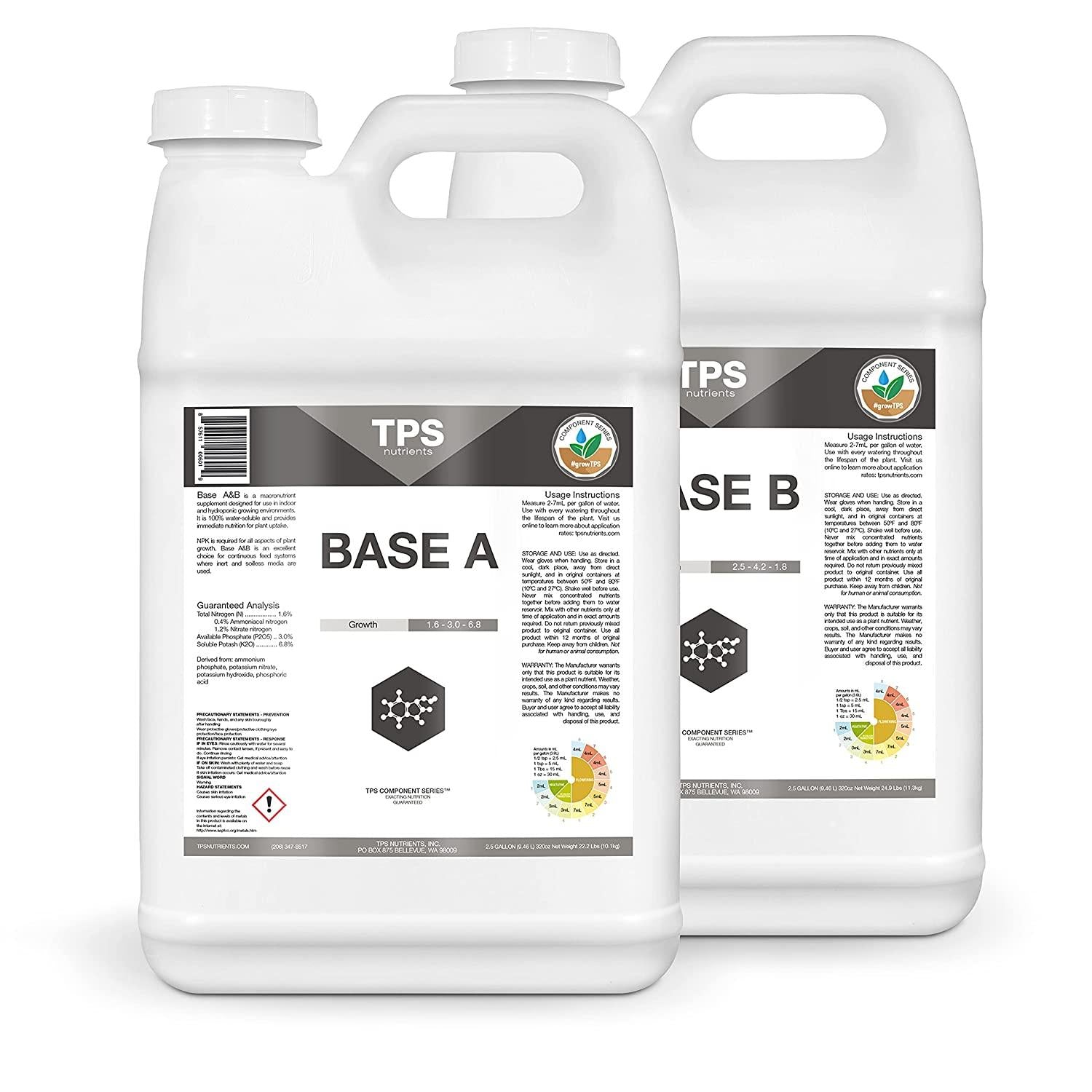 tps base a+b two part set complete plant growing nutrient formula for all plants, for both soil and hydro, 2.5 gallon set (2 x 320 oz)