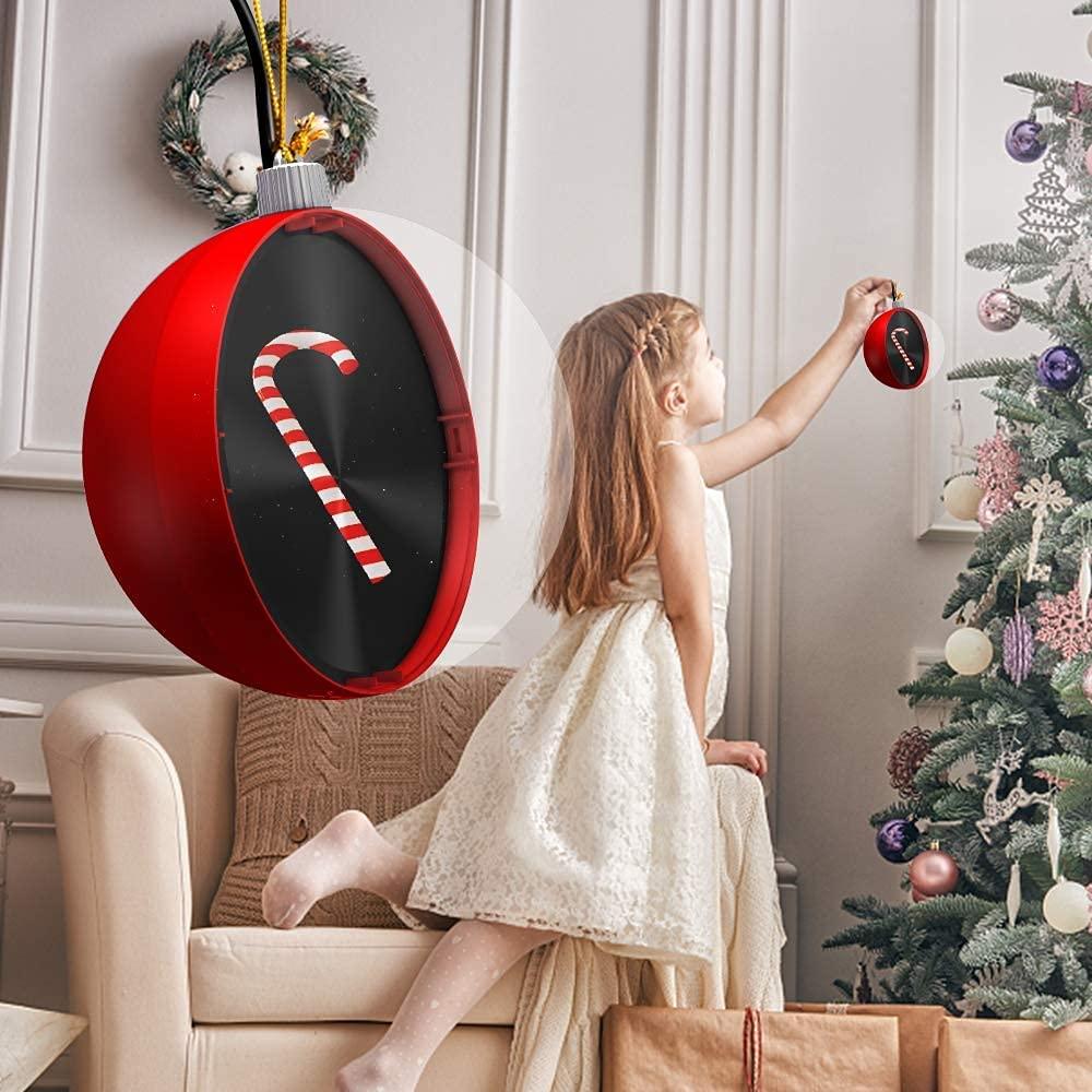 Giwox 2021 25.6 inch 3D Hologram Fan &amp; Chirstmas Ball Gift Led Lights Xmas Tree Decoration Hanging Ball for Holiday