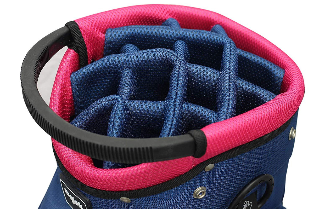 Majek Ladies Navy Blue Pink Golf Bag 9 inch 14-way Friendly Separator Top