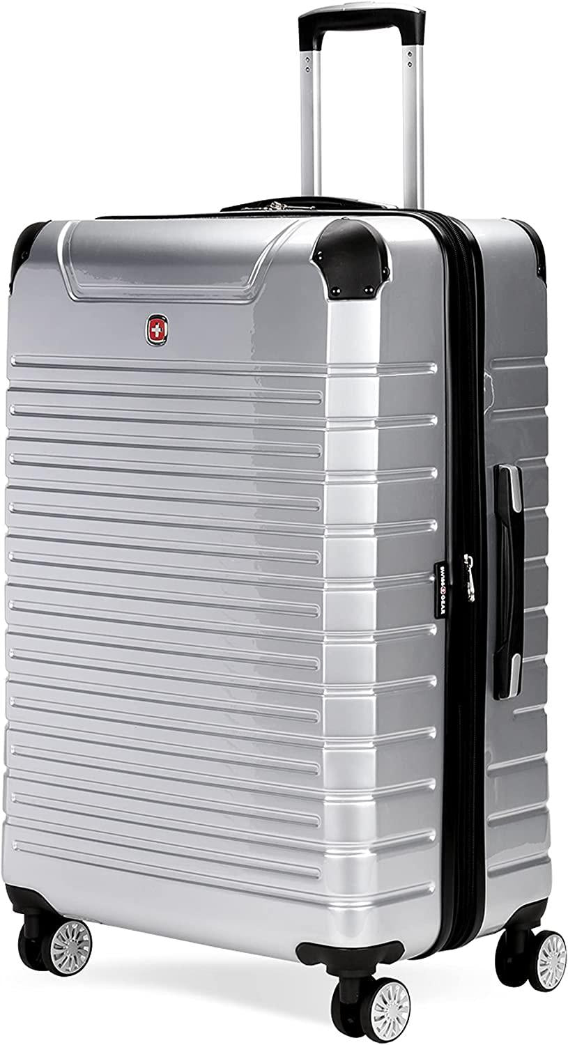 7782 Hardside Expandable Luggage with Spinner Wheels, Silver, Checked-Large 27-Inch