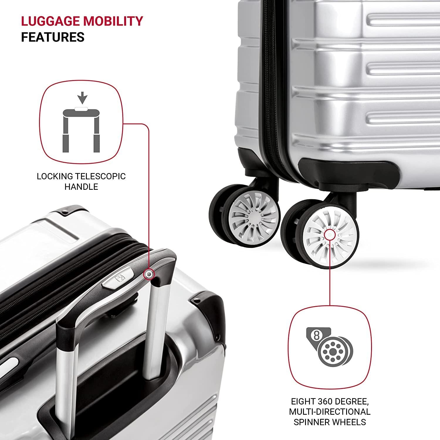 7782 Hardside Expandable Luggage with Spinner Wheels, Silver, Checked-Large 27-Inch