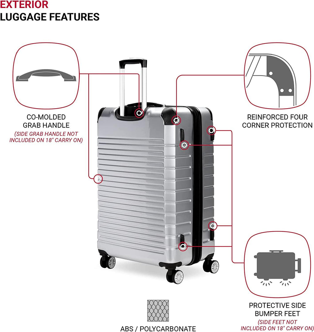 7782 Hardside Expandable Luggage with Spinner Wheels, Silver, Checked-Large 27-Inch