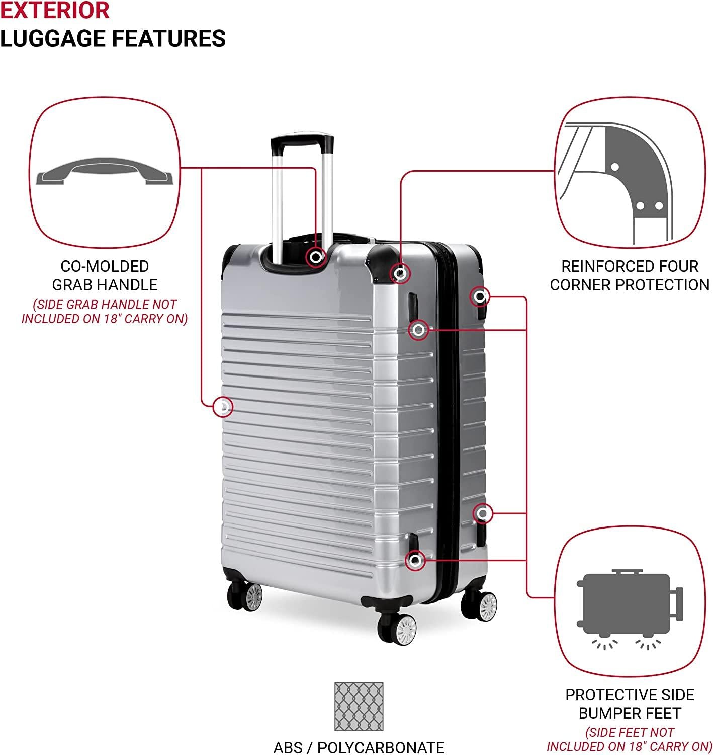 7782 Hardside Expandable Luggage with Spinner Wheels, Silver, Checked-Large 27-Inch
