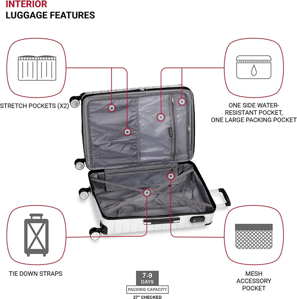 7782 Hardside Expandable Luggage with Spinner Wheels, Silver, Checked-Large 27-Inch