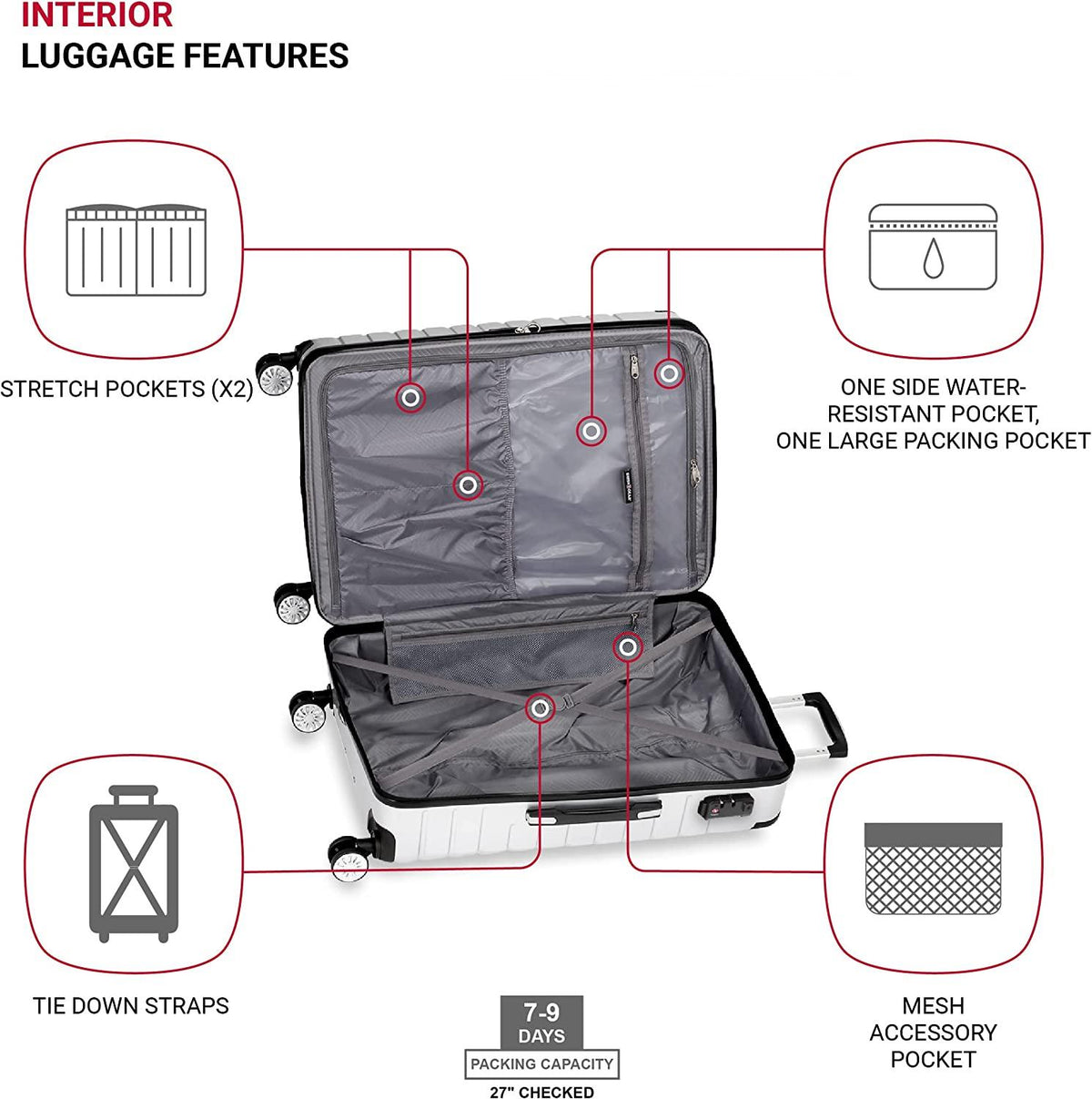 7782 Hardside Expandable Luggage with Spinner Wheels, Silver, Checked-Large 27-Inch