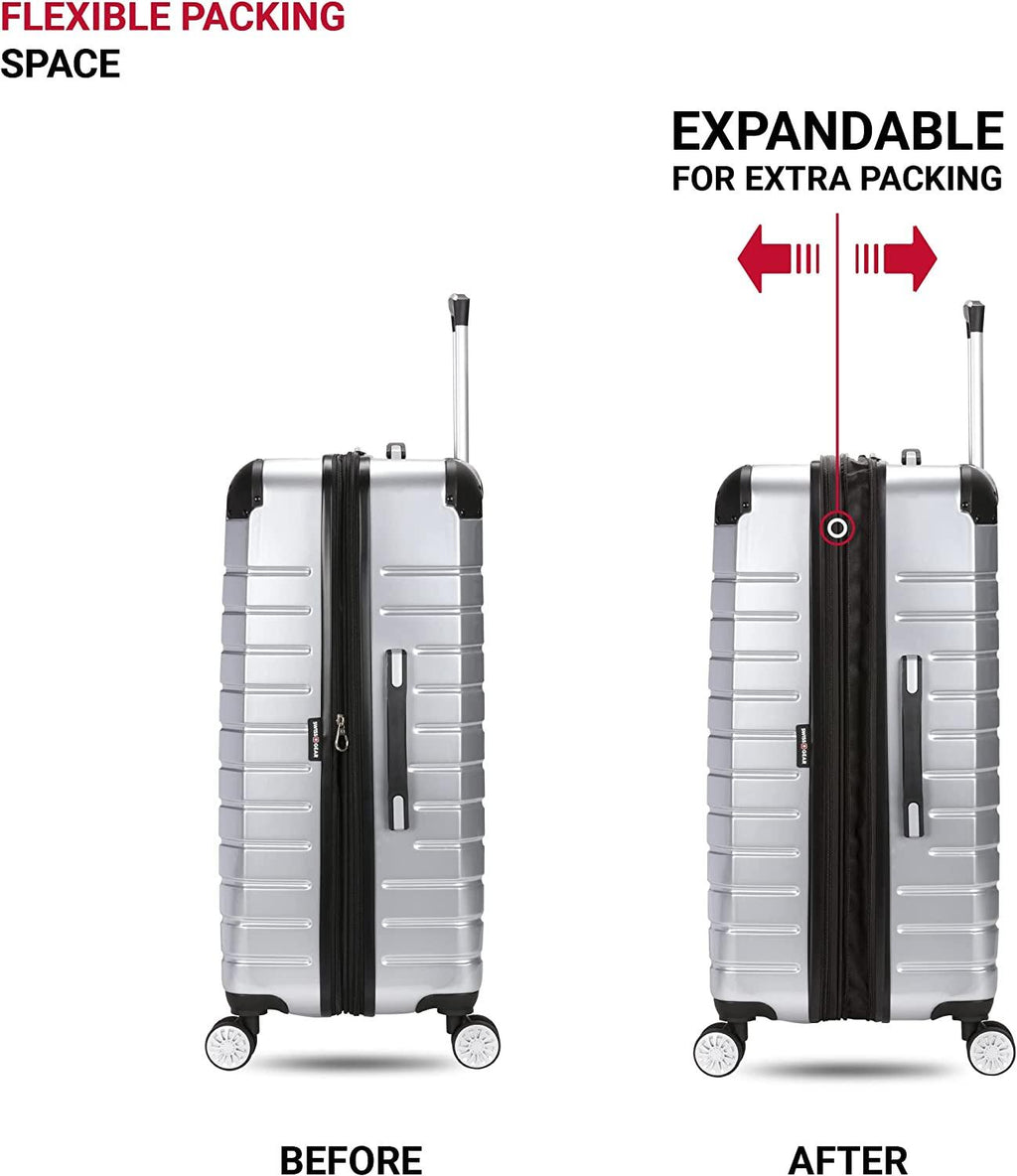 7782 Hardside Expandable Luggage with Spinner Wheels, Silver, Checked-Large 27-Inch