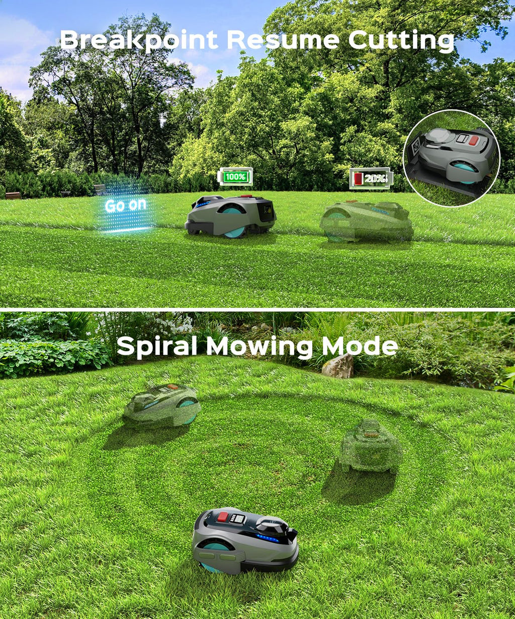 N1600 PRO Wireless Robotic Lawn Mower, RTK &amp; Vision Navigation, Up to 0.4 Acre Coverage, Smart App Control, Multi-Zone Mapping, Systematic Mowing Robot