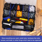 Hardware Organizer Box 34 Compartments Small Parts Organizer with Removable Dividers Durable Plastic Double Side Tools Box Screw Organizers For Nuts, Bolts, Screws, Nails 2Pack