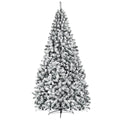 9ft Premium Snow Flocked Hinged Artificial Christmas Tree Unlit w/ Metal Stand