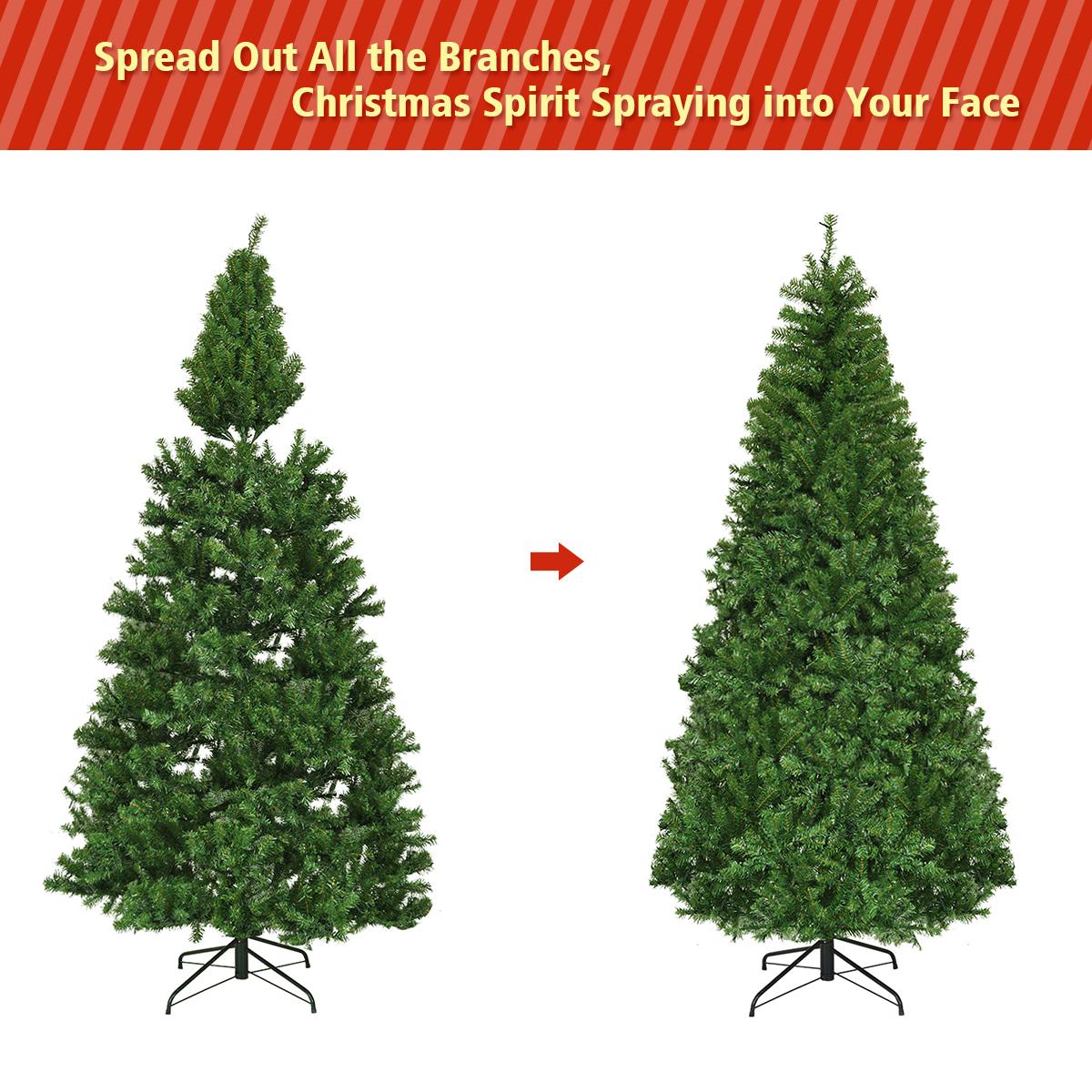 Costway 7Ft Pre-Lit Artificial Christmas Tree Hinged 500 LED Lights
