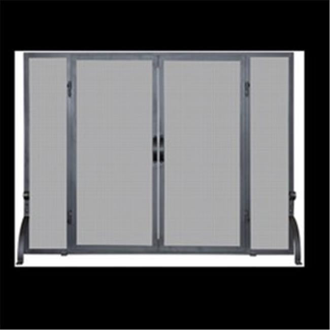 SINGLE PANEL BLACK WROUGHT IRON SCREEN WITH DOORS, LARGE