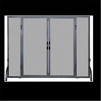 SINGLE PANEL BLACK WROUGHT IRON SCREEN WITH DOORS, LARGE