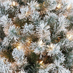 9ft Prelit Snow Flocked Artificial Christmas Tree Pencil Fir Tree with Stand